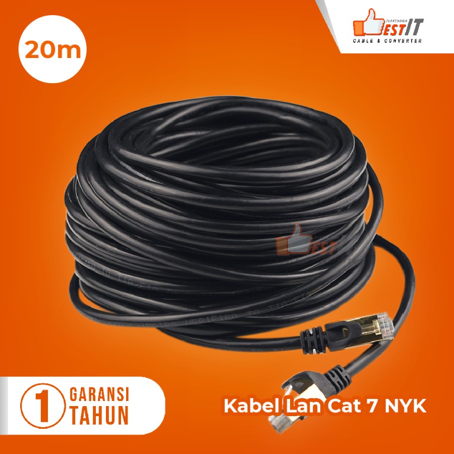 Kabel Lan SSTP Cat7 Ethernet Network 10Gbps Gold Plated RJ45 20 Meter NYK