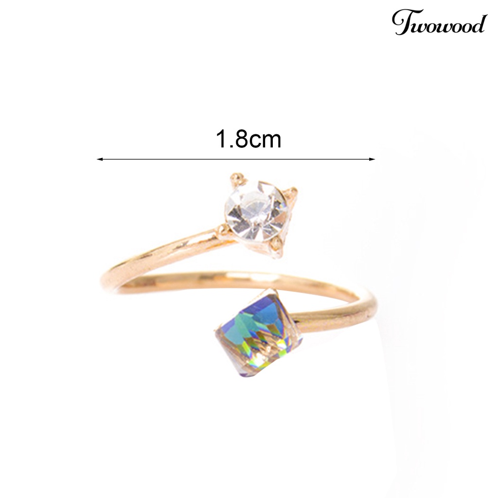 Cincin Berlian Imitasi Warna-Warni Bahan Alloy Untuk Pertunangan