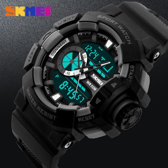 JAM TANGAN SKMEI PRIA ORIGINAL CASUAL TALI KULIT TANGGAL AKTIF TAHAN AIR BERGARANSI SIMPLE