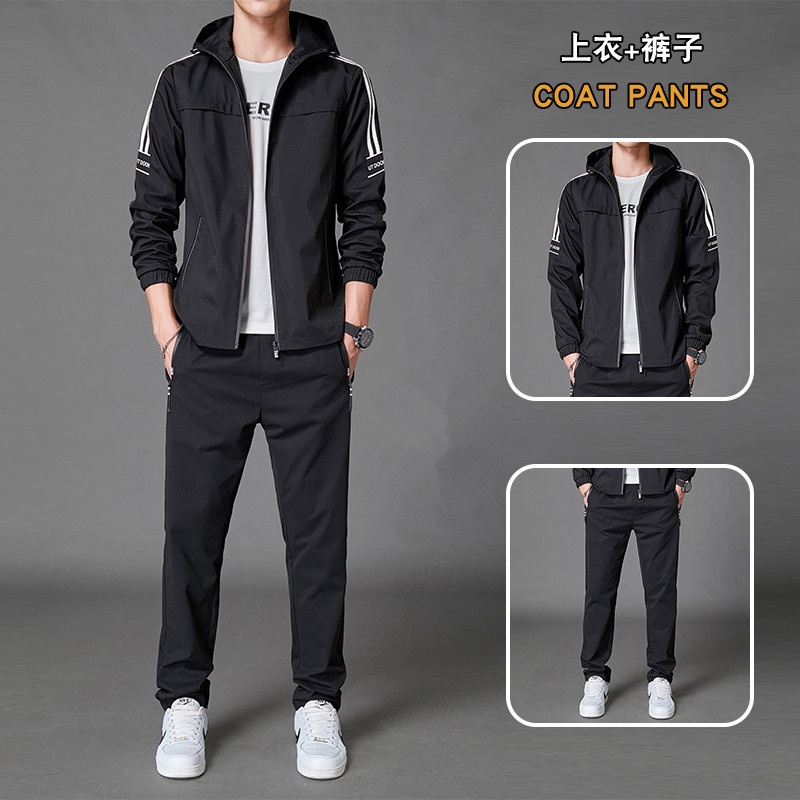 2021   Pria Perapi Korea  Olahraga Kasual Pakaian Pria  Satu Set Tampan  Pakaian f