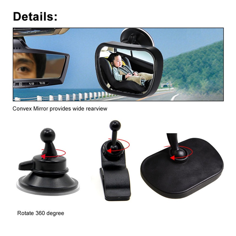 2 In 1 Kaca Spion Kursi Belakang Mobil Mini Adjustable Untuk Mengawasi Bayi