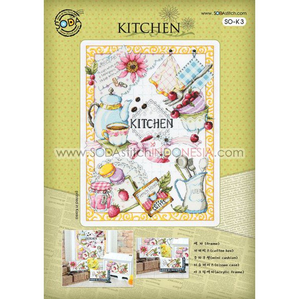 Paket DIY Craft Sulam Kristik / Cross Stitch Strimin Sodastitch SO-K3 - Kitchen Dapur