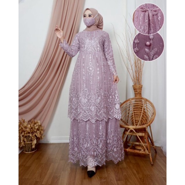 GAMIS TULLE TINGKAT BUSUI / KEBAYA TULLE / BAJU PESTA MODERN / GAMIS BUSUI / GAMIS WISUDA / GAMIS MODEREN TERBARU/DFS