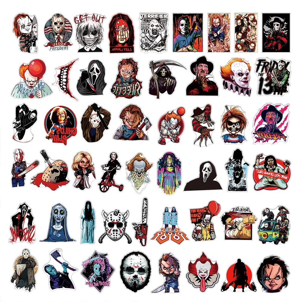 50 Pcs Stiker Desain Tengkorak Tema Halloween Untuk Dekorasi Mobil