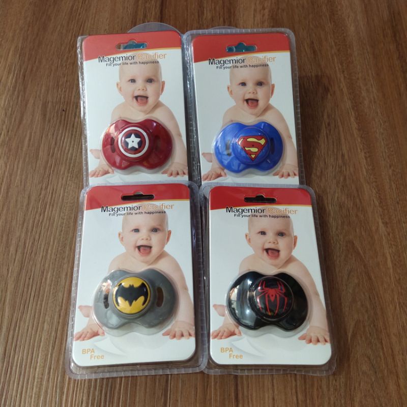 Hot Model! Empeng Bayi Dot Silikon Model Gepeng Superhero Superman Pacifier Free Box