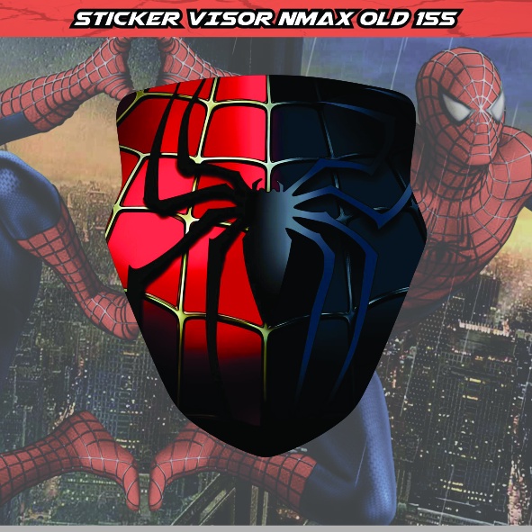 Sticker Visor Nmax Spiderman Stiker Windshield Nmax - Hitam-Hitam