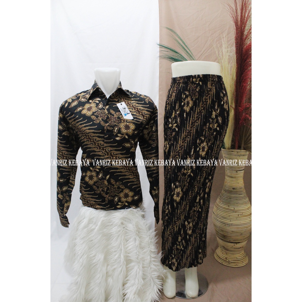 ROK PLISKET COUPLE LENGAN PANJANG/ROK BATIK PLISKET COUPLE/ROK PLISKET BATIK DAN KEMEJA