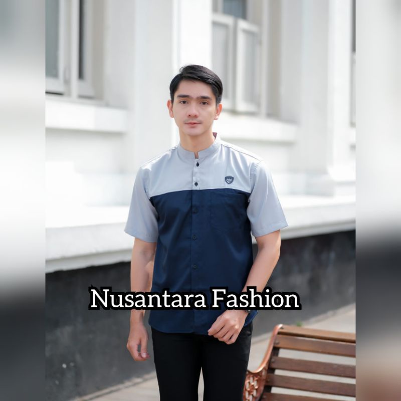 Baju Koko Dewasa Baju Koko Fashion Muslim 2022 SIZE ML XL XXL-Koko abu navy