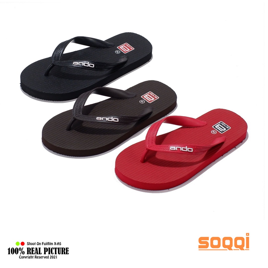 Sandal pria japit karet original sendal jepit cowok laki-laki dewasa ukuran jumbo model flat slide flip flop lentur tahan air branded Ando Hawai big size terbaru promo murah cod keren 43-44