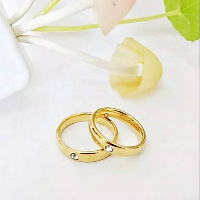 4s Grosir Solo || Cincin couple Titanium Stainless steel cembung 1MATA anti karat selamanya Fashion Ring pria wanita