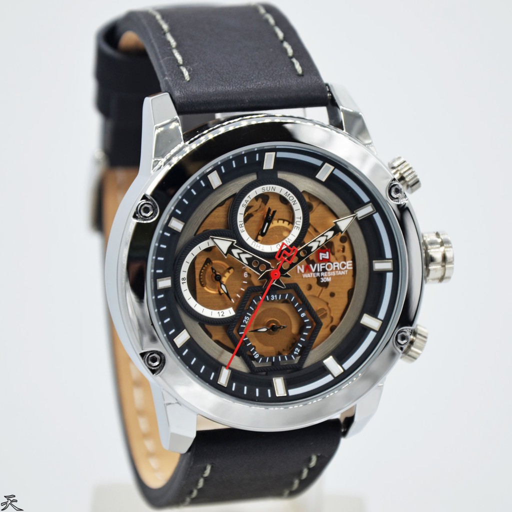 Naviforce Multifungsi Tali Kulit - Jam Tangan Pria - 9167 - Original