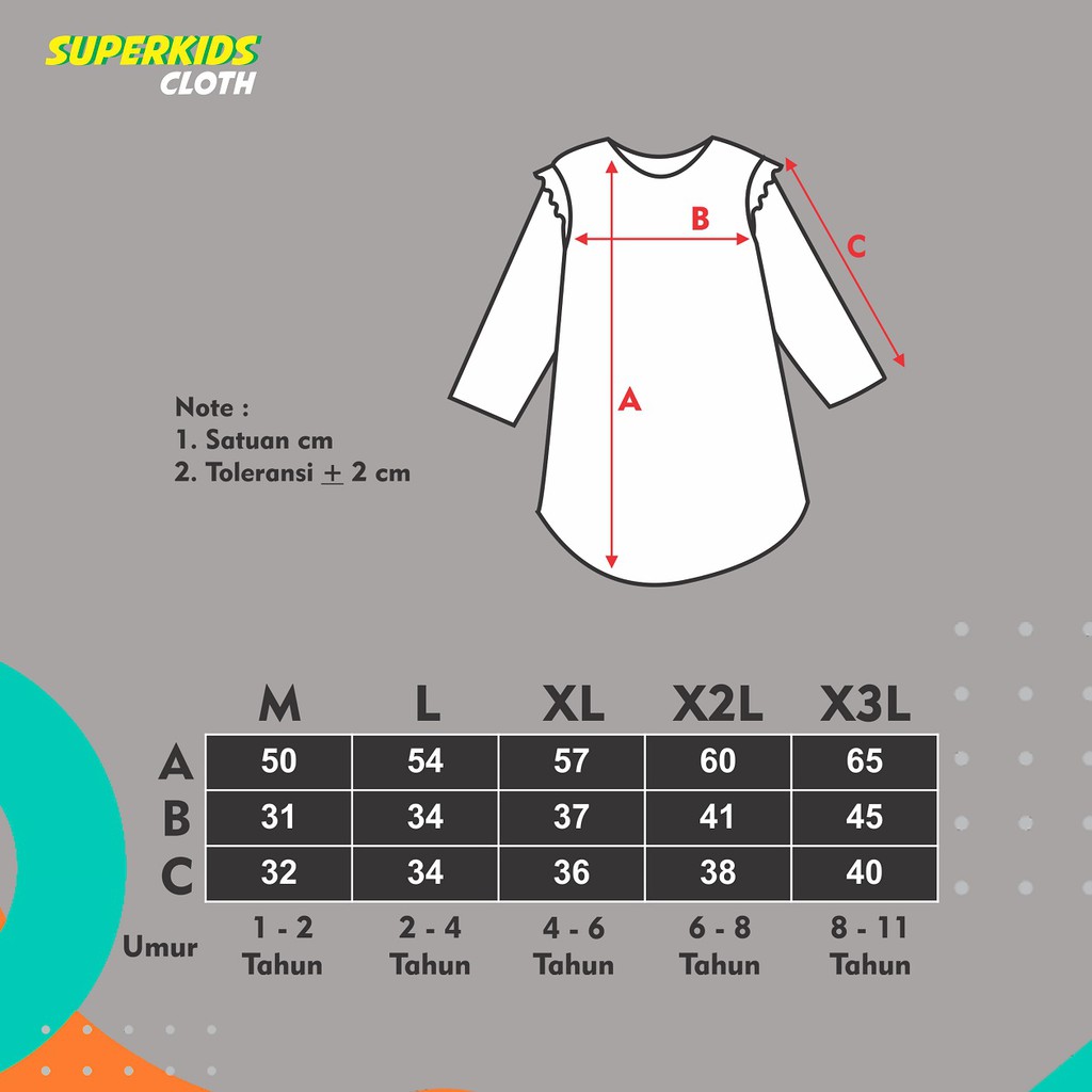 TUNIK ANAK CEWEK KEMEJA ANAK PEREMPUAN SUPERKIDS 1 - 10 Tahun