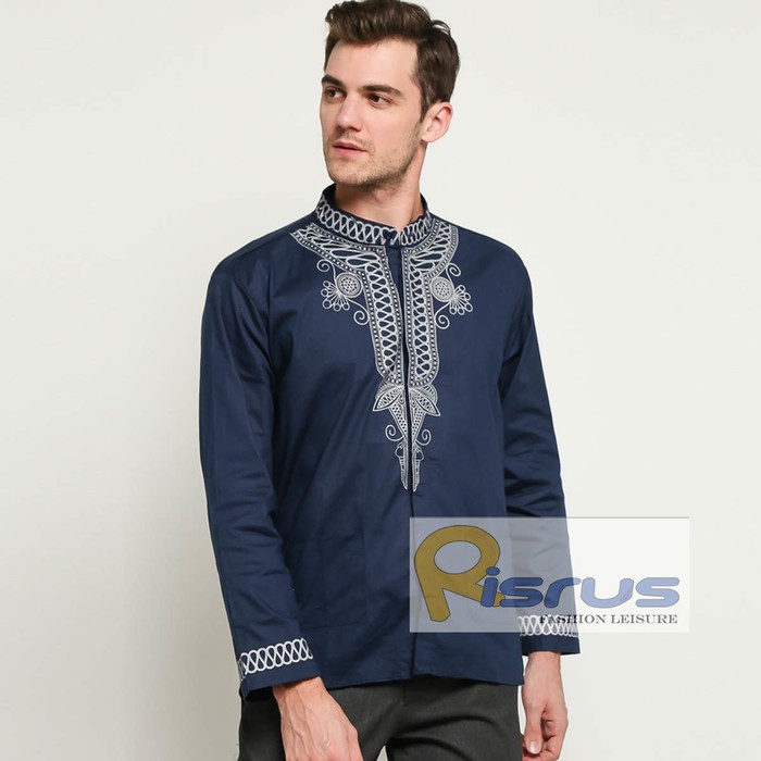 Koko Irsyad, Koko Dewasa Lengan Panjang Em695 Kemko Harley UU759 Hem Salice  Cowo Cowok Slimfi - Nav