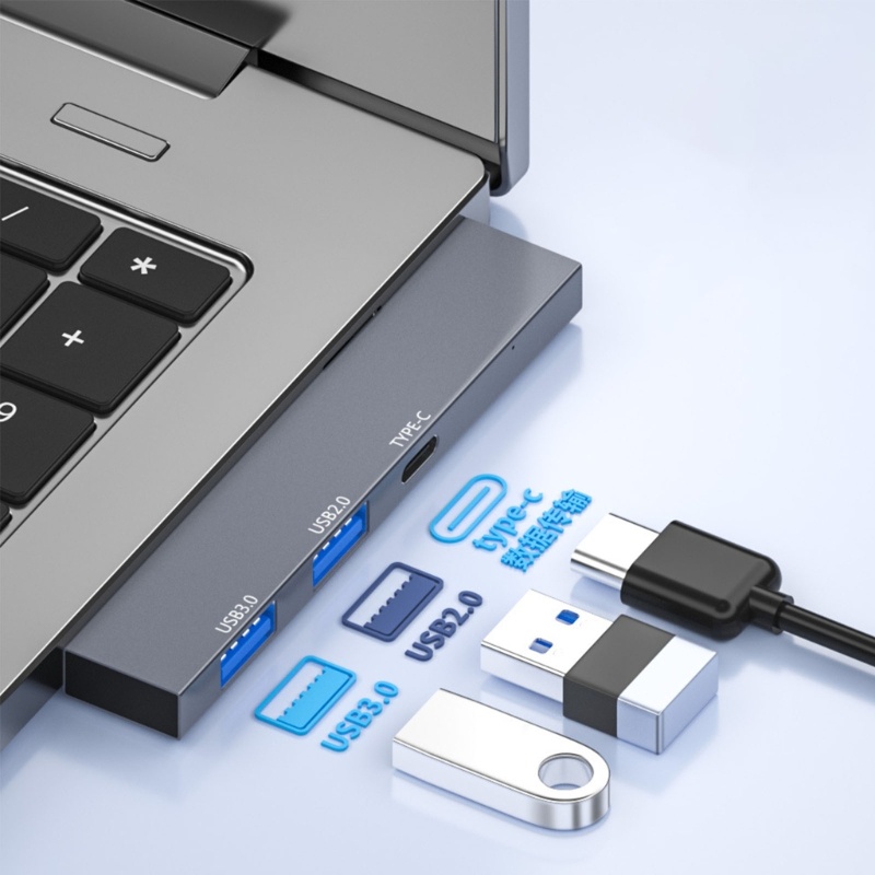 Zzz Adapter Hub USB Tipe-C 3 in 1 Portable Bahan Aluminum Alloy 1x3.0 + 2x2.0