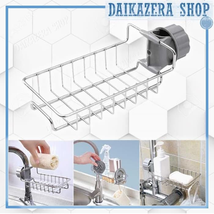 Rak Gantungan Barang Keran Air Peralatan Dapur Sabun Stainless