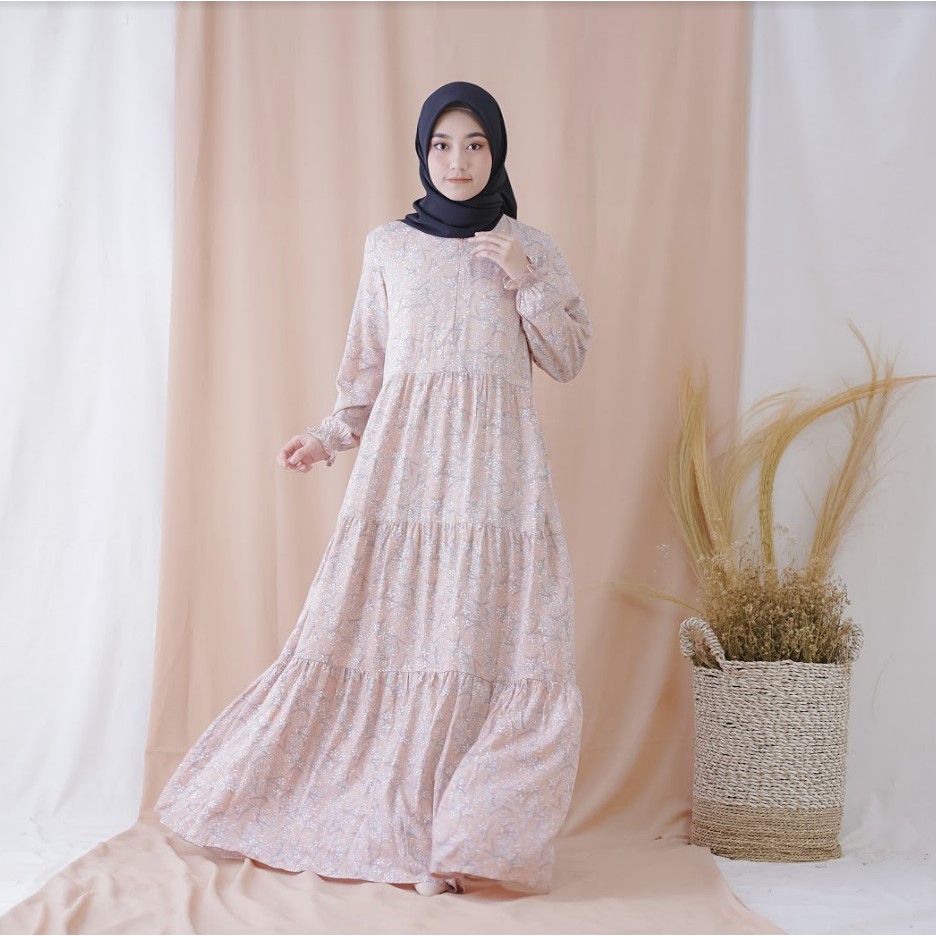 GARANSI WEARMOURA PEACH HOME DRESS KIRANA SERIES [BUSUI FRIENDLY/GAMIS SYAR'I/WUDHU FRIENDLY]