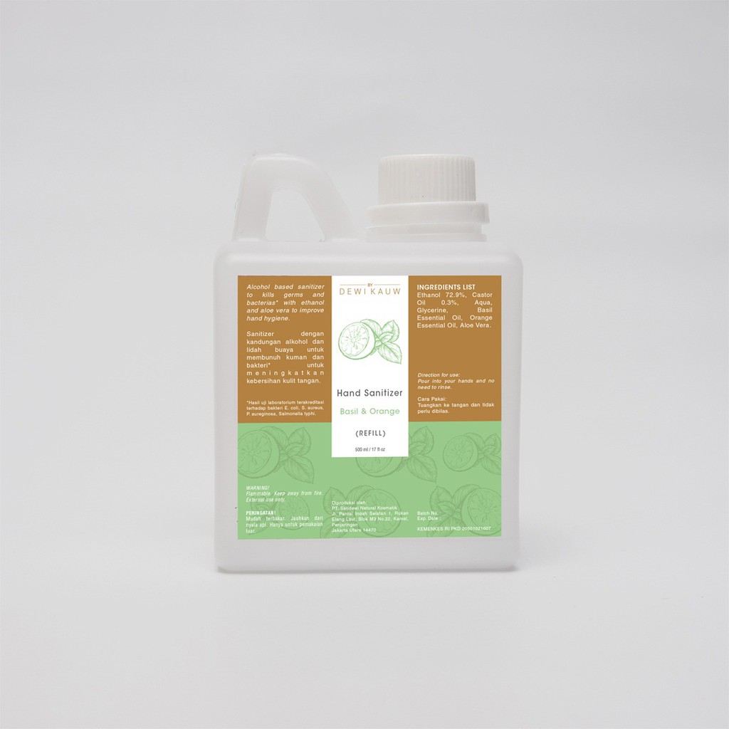 

Basil & Orange Hand Sanitizer by Dewi Kauw (REFILL) 500ml