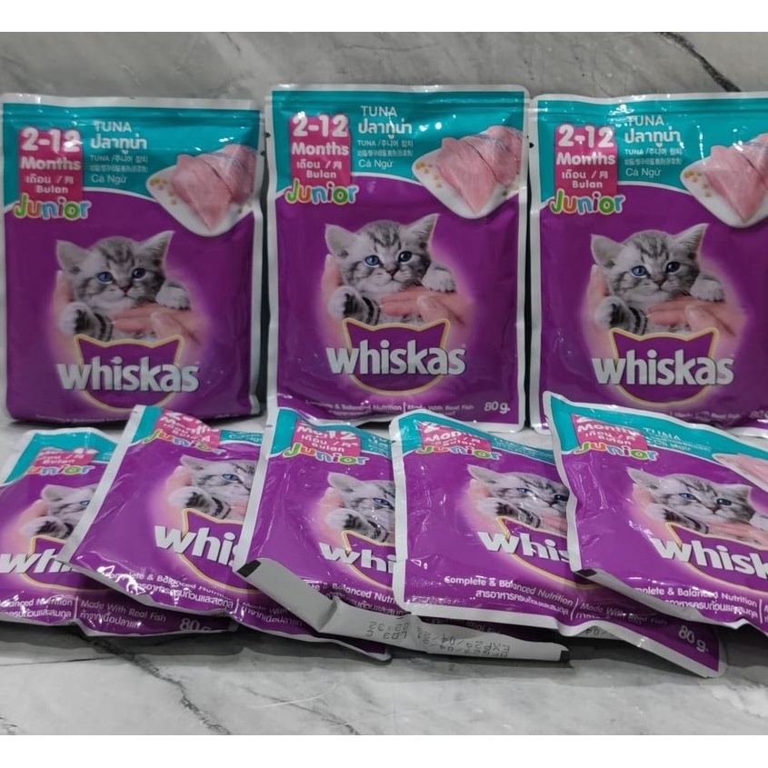 WHISKAS POUCH JUNIOR KITTEN TUNA 80  GRAM WET FOOD