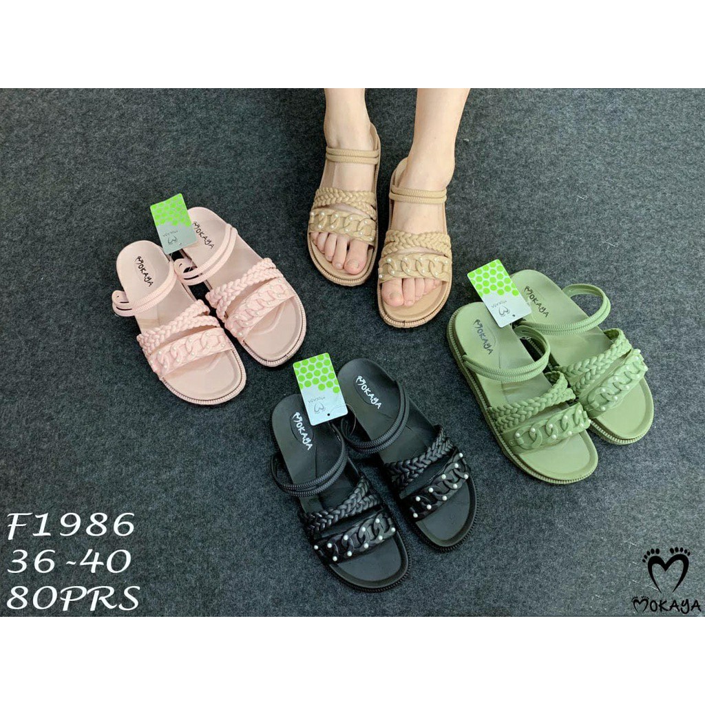 Sandal Gladiator Wanita Tali Rantai Kepang Super Cantik Trendy Import Mokaya / Size 36-40( F1986-A )