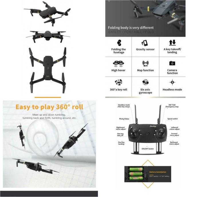 Eachine E58 Drone Foldable QuadcopterWIFI 2MP Wide Angle Cam ary55 Juara