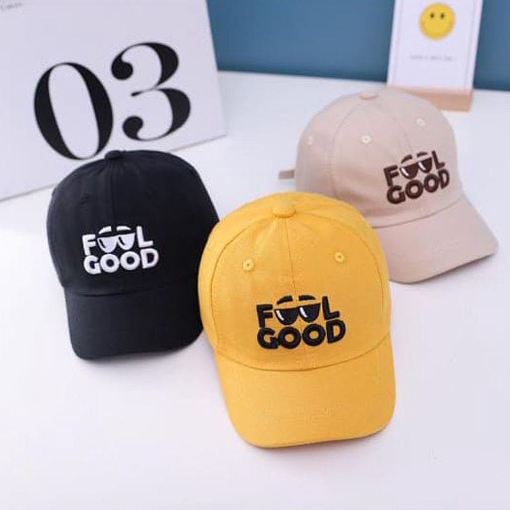 PHILEO | TOPI ANAK FASHION HAT TOPI MOTIF LUCU BORDIR UNISEX TOPI MOTIF FEEL GOOD-8