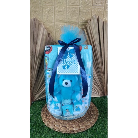 (READY) hampers baby/baby gift set/parsel bayi/ kado bayi/hampers baby/paket kado bayi-Boy  boneka 125.000