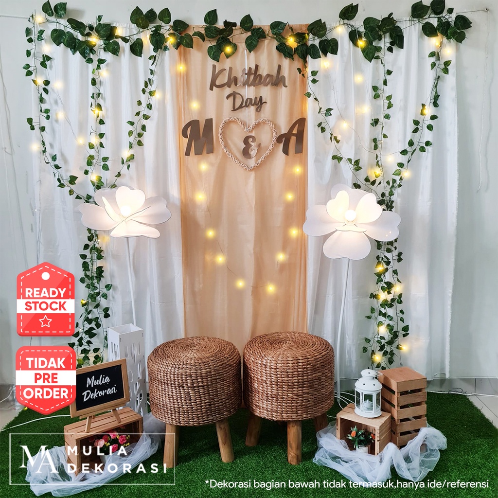 Dekorasi Lamaran Tunangan Backdrop Nikahan PhotoBooth DIY Akad Nikah Aqiqah Khitan Paket Mulia RR