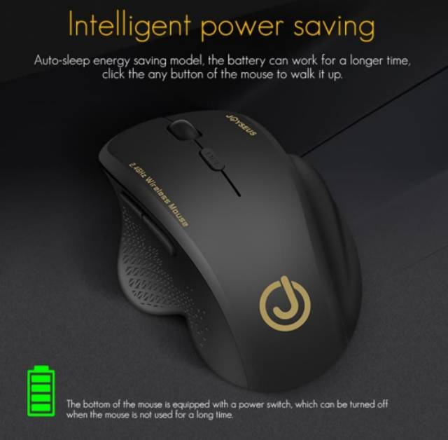 JOYSEUS Wireless Mouse 1600DPI USB Computer 2.4GHz Mouse -J6