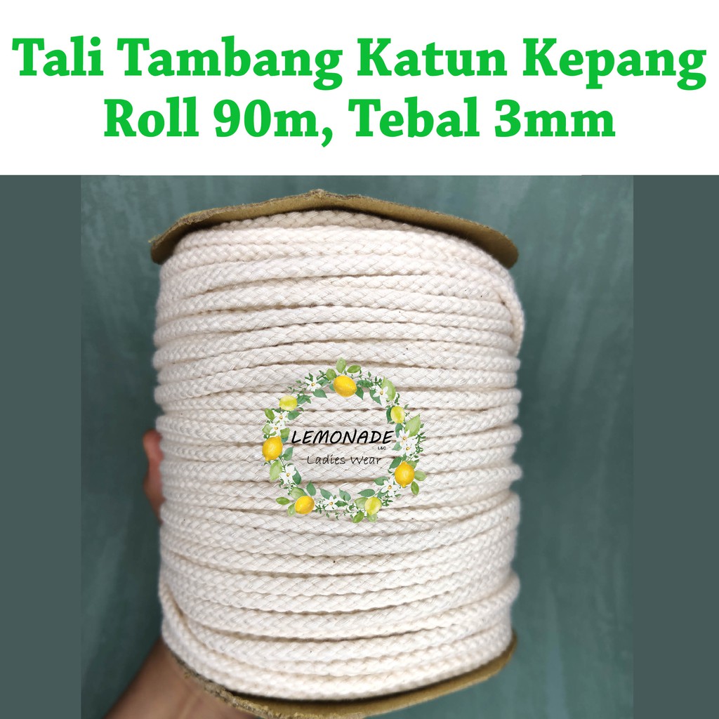 Tali tambang katun kepang 3mm 90m