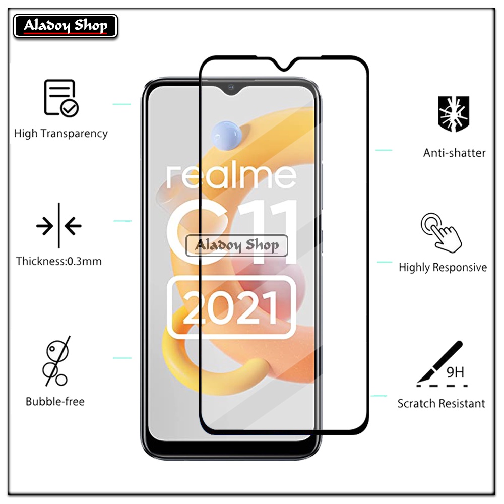 PAKET 3 IN 1 Tempered Glass Layar Realme C11 2021 Free Tempered Glass Camera dan Skin Carbon