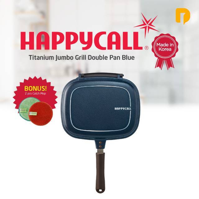 NEW  Happycall TITANIUM  DOUBLE PAN ALAT MASAK WAJAN TEFLON JUMBO ORI KOREA