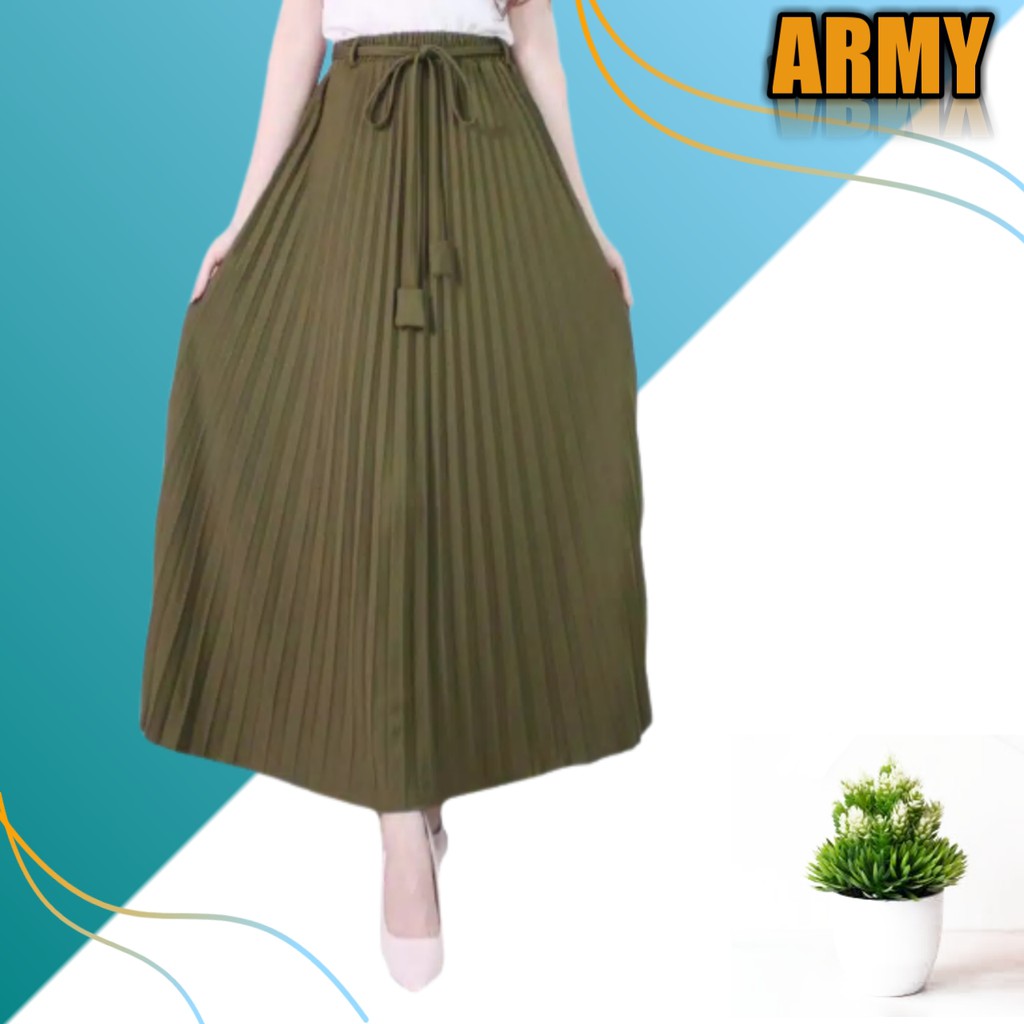 Rok Panjang Plisket Premium Tali Wanita Maxi Skirt