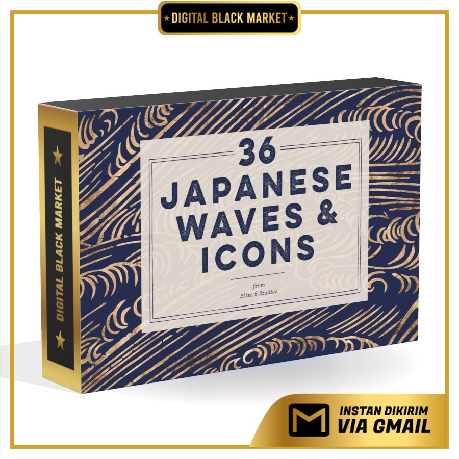 36 Japanese Waves Golden Icons - JPEG Ultra HD