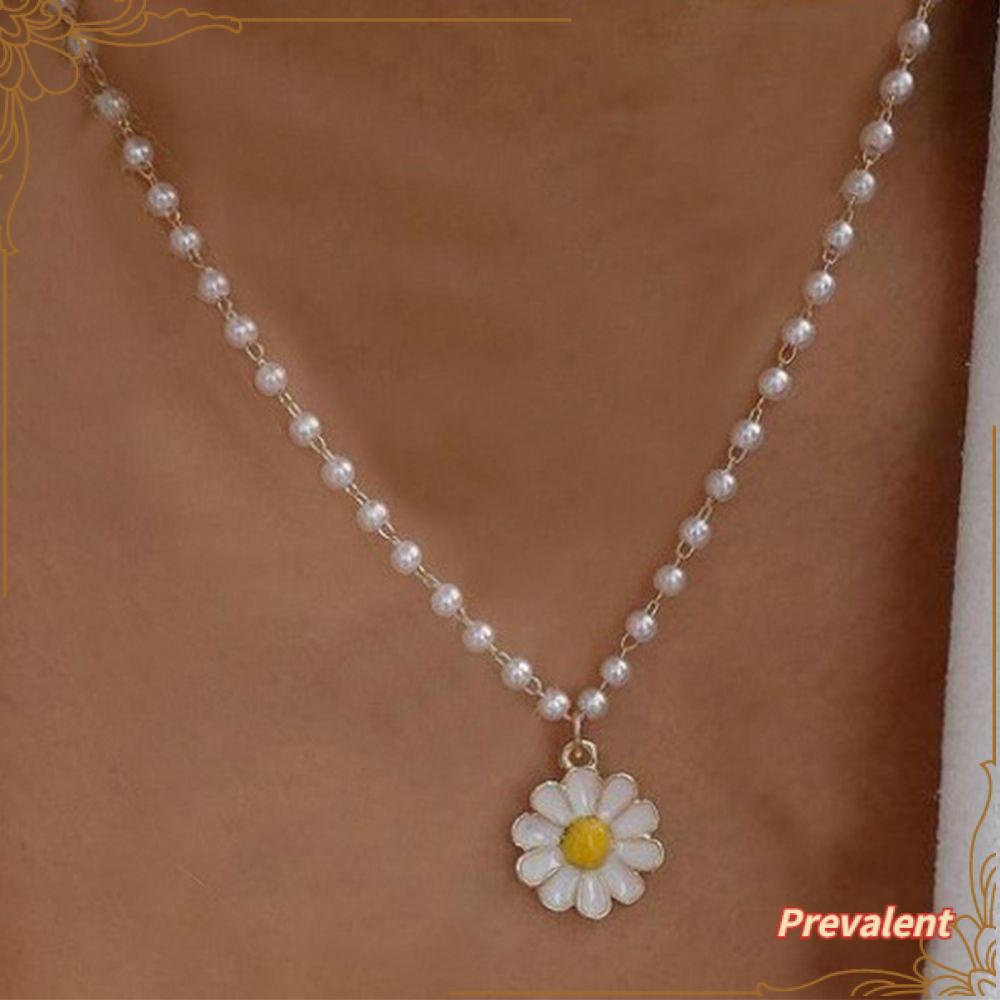 Kalung Rantai Liontin Bunga Daisy Putih Lucu Trendy Untuk Wanita