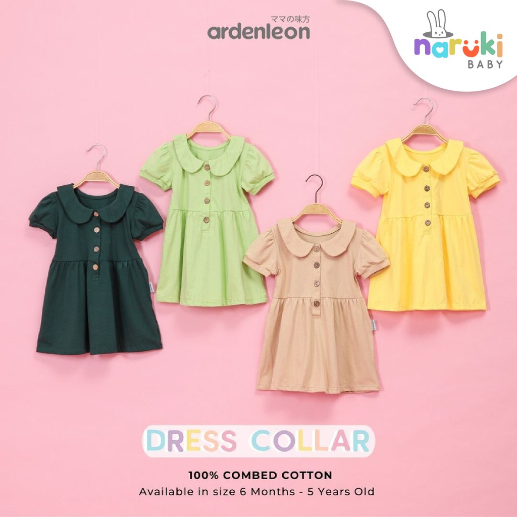 Ardenleon Dress Collar Button Arden Leon Gaun Anak Perempuan