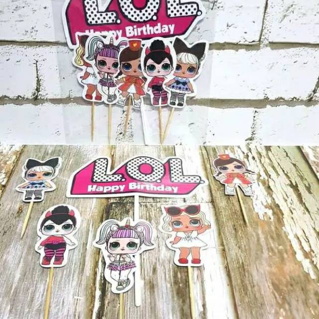 TOPPER CAKE ULTAH LOL / CAKE TOPPER LOL / TANCAPAN KUE ULTAH LOL / HIASAN KUE LOL 1 SET ISI 6 PCS