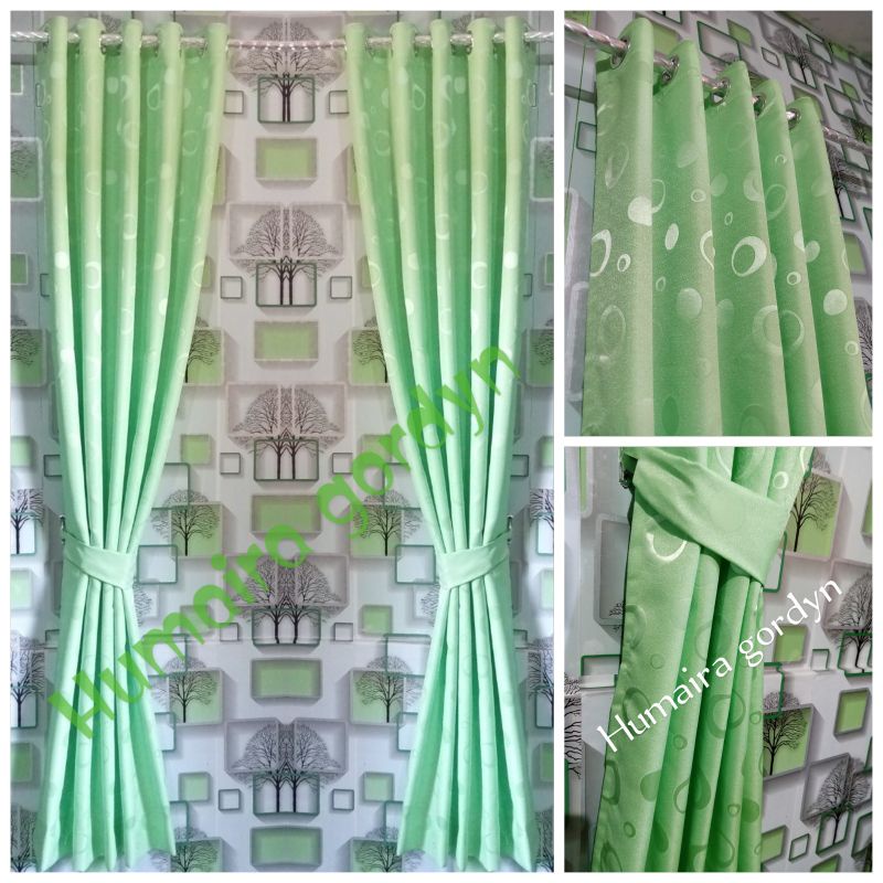 GORDEN PINTU GORDEN JENDELA MINIMALIS MOTIP EMBOS POLKADOT SMOKRING Hijau Mint