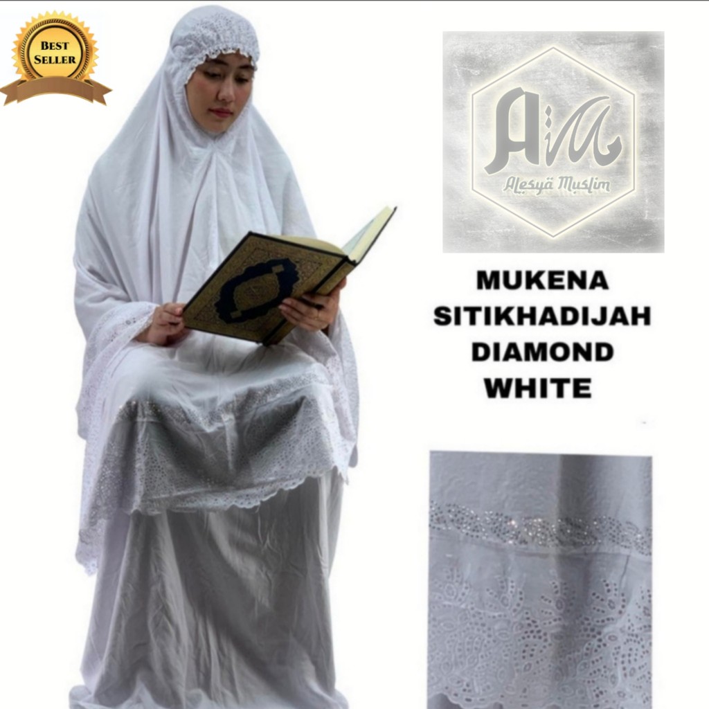 mukena siti  khadijah diamond ukuran 117x140cm/bahan KATUN bisa bayar ditempat/COD