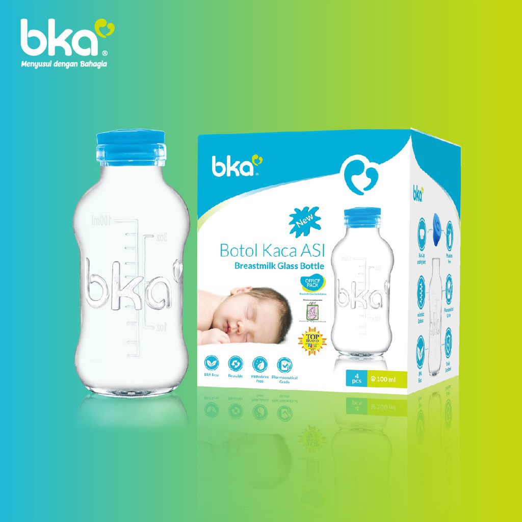 BKA Botol Asi Kaca 4Pcs / 8Pcs  Breastmilk Storage Glass Bottle 100ml