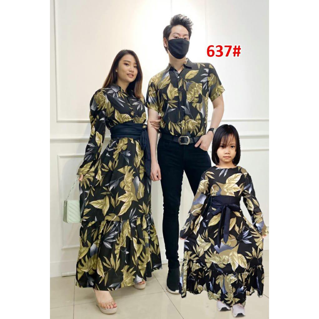 637#dress fashion wanita/dres couple terbaru/dapat 3 baju/dres anak ibu dan atasan cowo