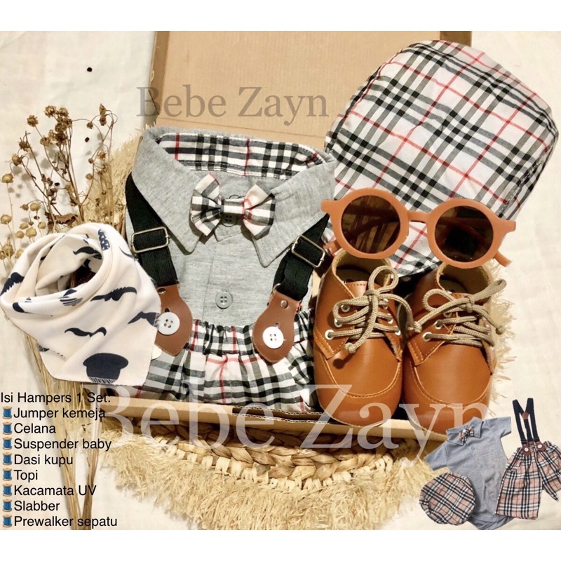 {BEBE ZAYN} Hampers baby/ hampers bayi/ baby gift/ kado bayi/ baby newborn/ Baby Boy/ Baby Boy Set-Burberi Grey