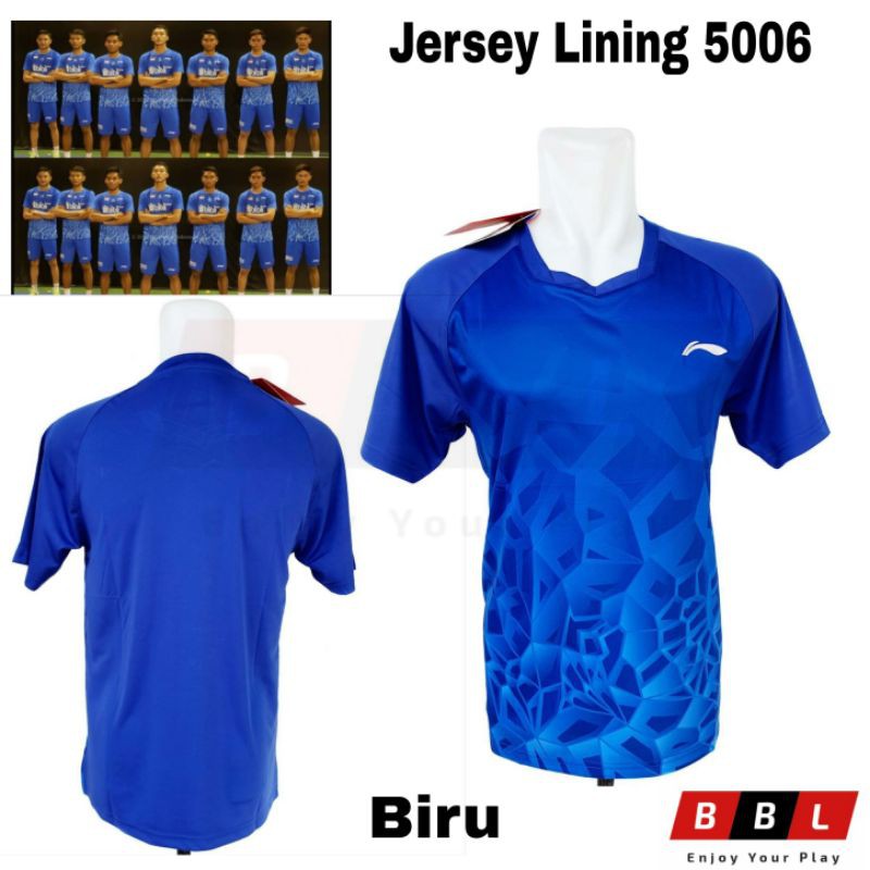 Kaos Badminton Lining 5006 Biru Grade Ori Import / kaos bulutangkis / baju badminton murah