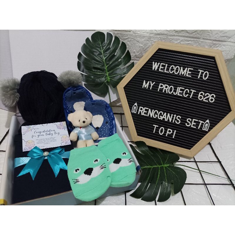 RENGGANIS SET | BABY HAMPERS BAYI GIFT KADO SET | PAKET LAHIRAN BAYI LAKI - LAKI PEREMPUAN UNISEX-Kupluk Navy