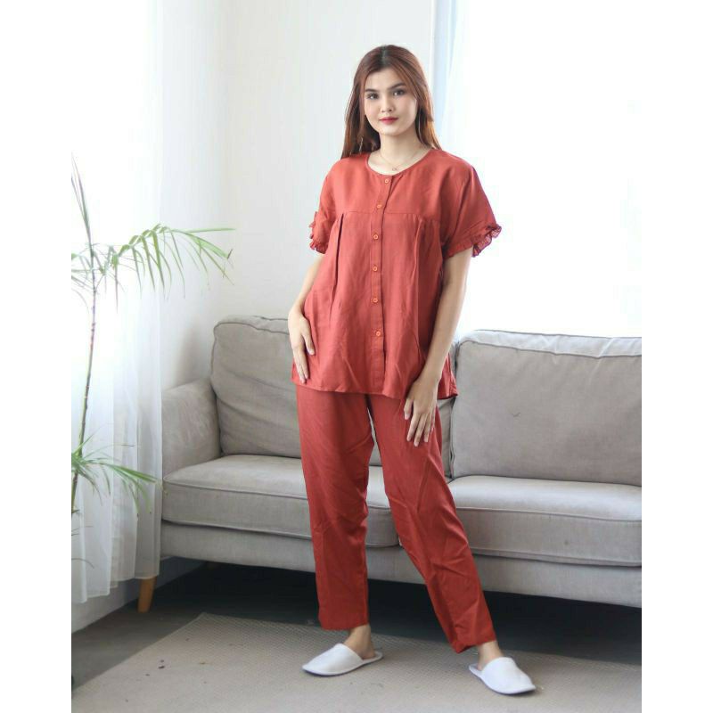 Setelan Polos Rayon Twill / Baju Set Polos Jeanita Celana Panjang