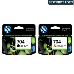 PAKET TINTA HP 704 BLACK + COLOUR ORIGINAL