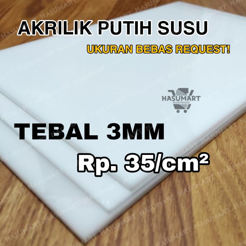 Jual Akrilik Lembaran Tebal 3mm Putih Susu Kaca Acrylic Shopee