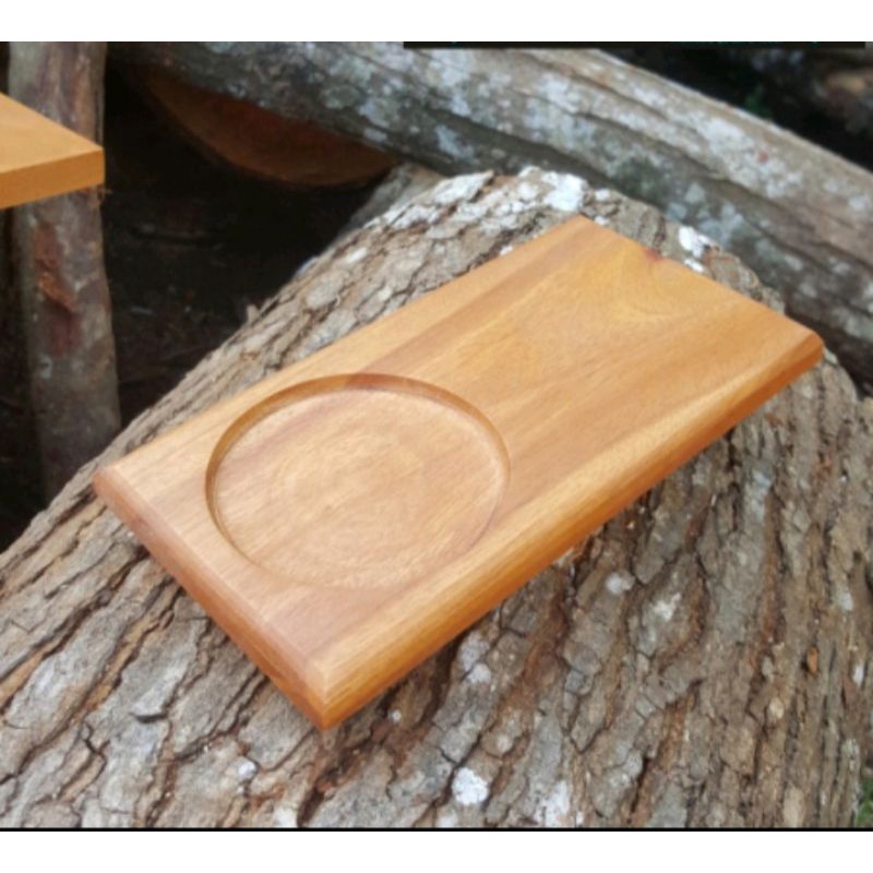 Tatakan gelas kayu cangkir mug Nampan kayu 10x20 Tatakan kayu Coaster wooden tray Tatakan persegi panjang kayu mahoni Alas gelas kayu