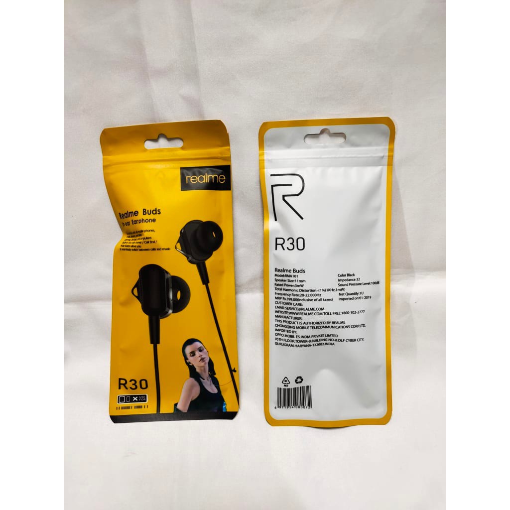 Handsfree Realme Buds R30 In-ear Earphone RMA101 Extra Bass Sound Quality