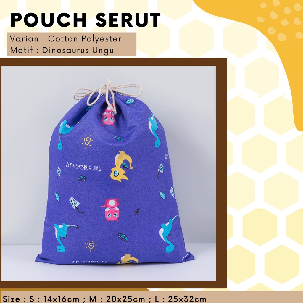 Pouch Serut Motif Cotton New Dinosaurus / Serbaguna / Souvenir