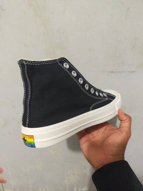 Sepatu converse 70s high RAINBOW hitam made in vietnam-3